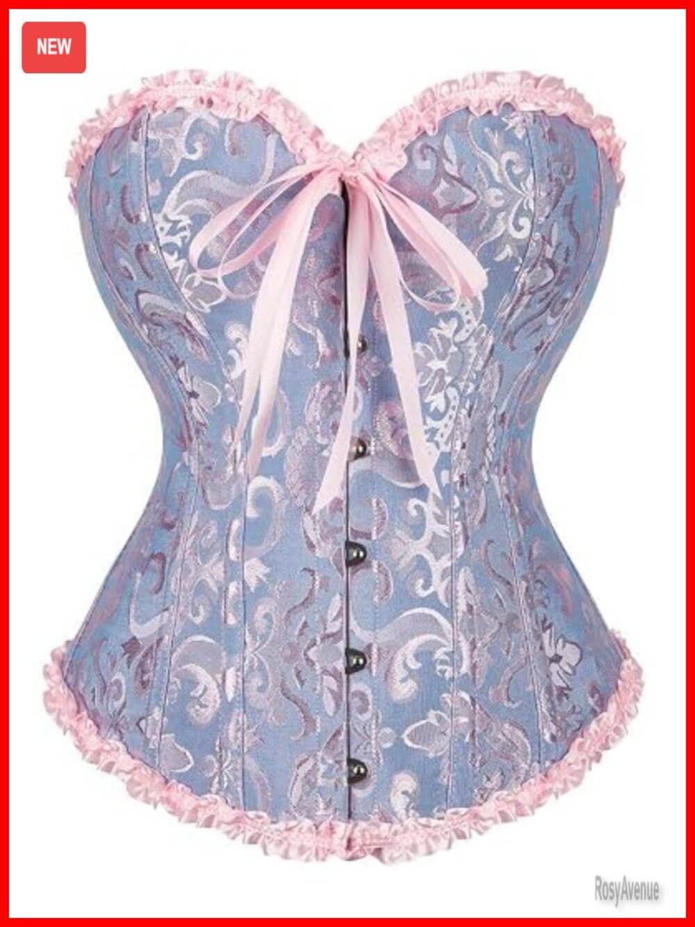 SZIVYSHI 14-Bone Overbust Corset Top Bustier Lace Up
